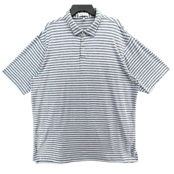 Peter Millar Polo Shirt XXL Blue Stripe Soft Tencel Blend Stretch Quick Dry Golf - Picture 1 of 13